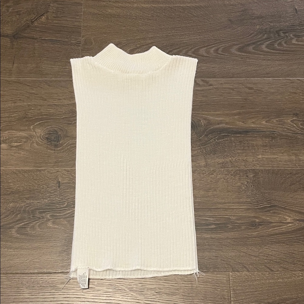 Vintage Ribbed White Ivory Dicky Turtleneck, One Size